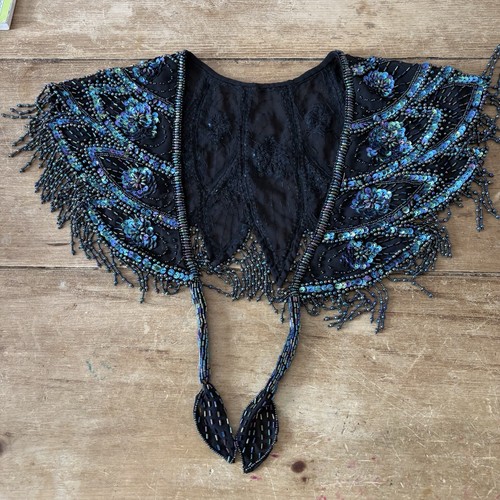 Vintage beaded sequin capelet - beaded,