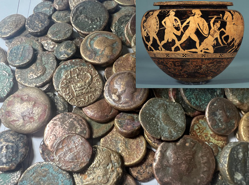 Cleaned ancient greek coins - cleaned,