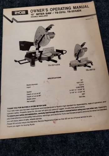 Ryobi miter saw 251u 251 - saw, ts-251