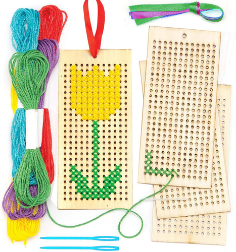 Wooden bookmark cross - wooden, stitch
