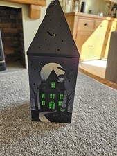 M&S Halloween Haunted House Light Up Biscuit Tin Black Version 