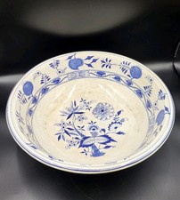 Unmarked Antique Staffordshire Blue & White Onion Pattern Basin, Large Bowl