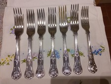 SILVER PLATED DINNER FORKS KINGS DESIGN 7 EPNS A1 SHEFFIELD USED