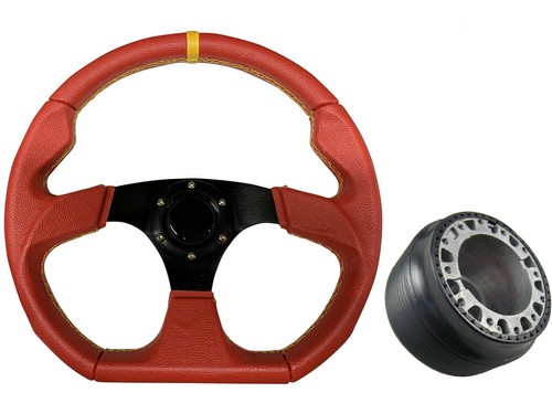 Red black 350mm steering - red,