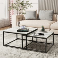 2PCS Real Marble Coffee Table