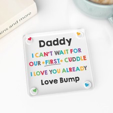 Daddy From Bump Birthday Daddy To Be Gift Drinks Coaster Mat With Grey Bag