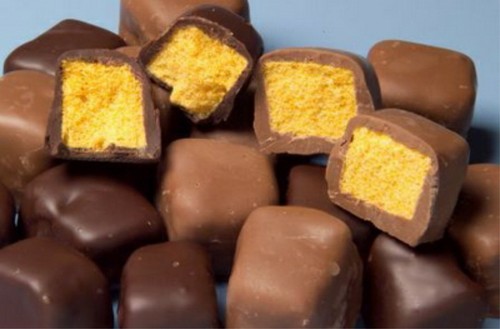 Chocolate coated honeycombe - coated, |