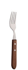 Wooden Handle Steak Fork - Stainless Steel Forks Kitchen Cutlery Set - Pack 12
