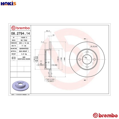 Brake disc 2794 14 - 08.2794.14, for