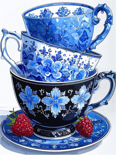 Tile mural blue floral - mural,