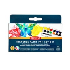 Derwent Inktense Paint Pan Travel Set – 12 Vibrant Permanent Colours Palette #01