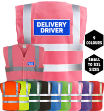 DELIVERY DRIVER Printed Hi-Vis High Viz Visibility Safety Vest Waistcoat Tabard