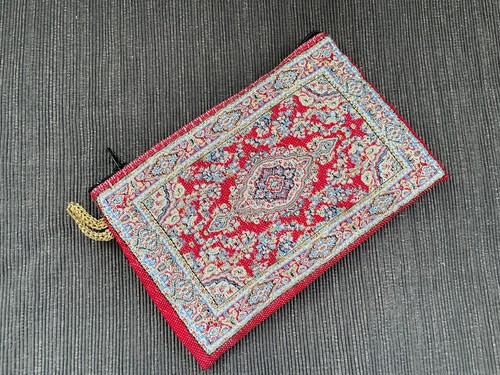 Red floral kilim coin purse - kilim,