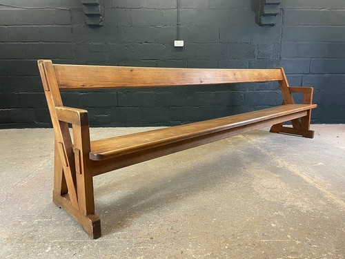 Antique pine church pew - pine,