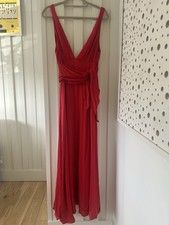 FREE PEOPLE Red Satin Dress High Leg Split Maxi Length SZ UK 12 US 8 $259 NEW