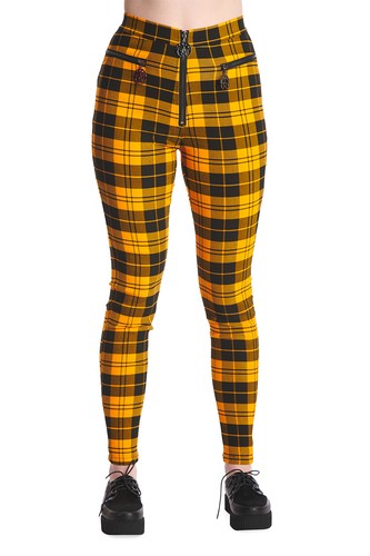 Yellow tartan check skinny - tartan,