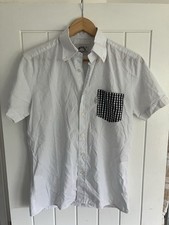 Brutus Trimfit White Short Sleeve Check Pocket Shirt (Medium)