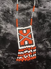 Vintage Native Kuchi Hand Made Glass Micro Seed Beads Ethnic Tribal Necklace