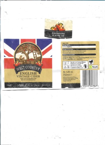 Cider label westons sons - label, h.westons