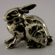 PRETTY ENGLISH STERLING SILVER HARE ANIMAL FIGURE LONDON 1998
