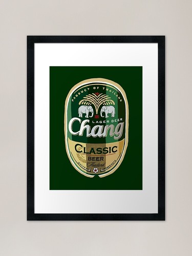 Thai chang beer - label, framed