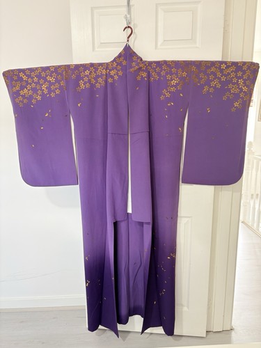 Japanese vintage kimono purple - kimono,