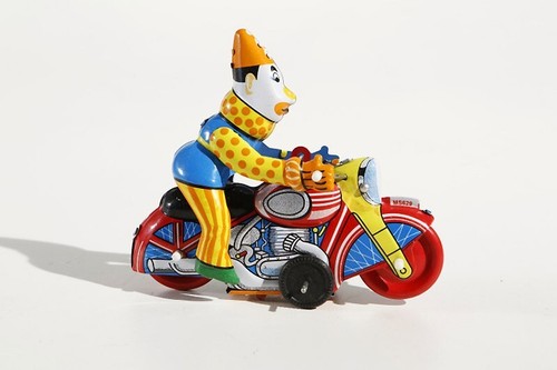 Stunt clown motorcycle tin - motorcycle,