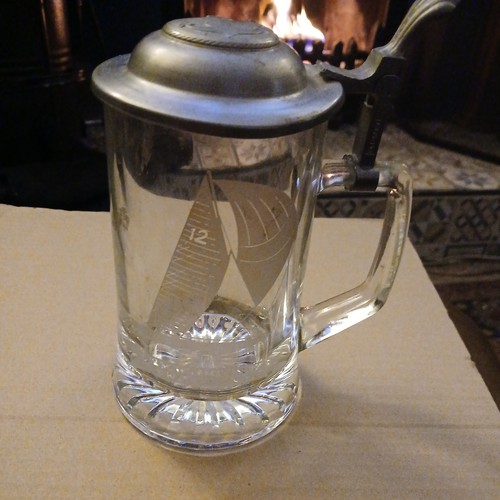 Glass beer stein - beer, lid