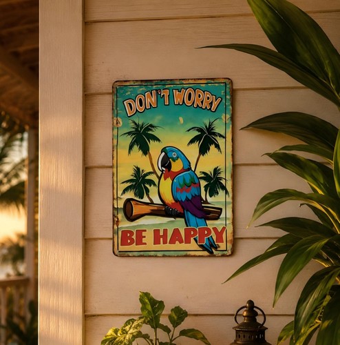Metal parrot sign tropical - metal,