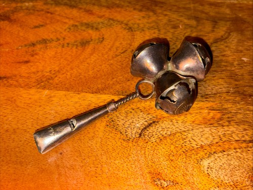 Antique silver baby rattle - antique,