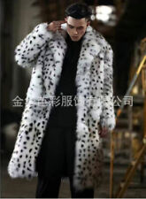 Mens White Leopard Faux Fur