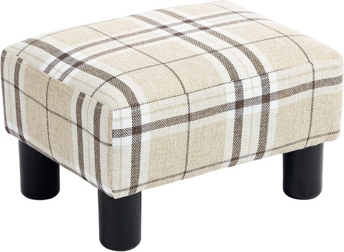 Linen fabric footstool - fabric,