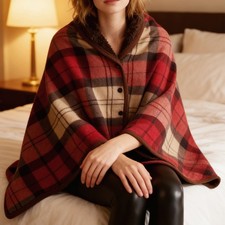 Wearable Lazy Blanket Shawl Cape Warm Fleece Poncho Wrap Blanket Throw 80x130cm