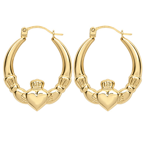 9ct gold claddagh earrings - gold,