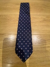 T.M Lewin pure silk tie navy blue with pink pattern
