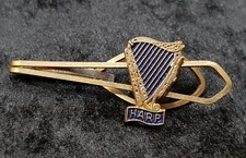 Vintage Lambournes Enamel Irish Harp Gold Tone Tie Bar Clip 