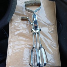 Vintage Prestige Rotary Hand Whisk Stainless Steel - Wood Handles 60s ,70s ? 