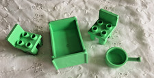 Lego  Duplo House parts/ Furniture Green Chairs, bed, pan. x con