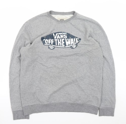Vans men grey crew neck - grey, logo