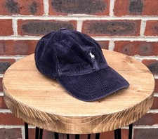 Ralph Lauren Polo Corduroy Cap Purple Blue Leather strap one size Baseball Mens