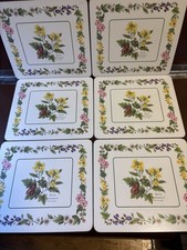 Royal Worcester Black Mustard "Herb" Placemats - Set of 6 - Melamine & Cork