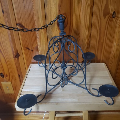 Wrought iron candle chandelier - iron,