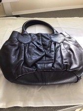 Women’s Black Leather Handbag, John Rocha, Zip Fasten, 12” Wide X 9” Long