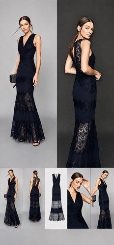 Reiss adala lace navy maxi - lace,