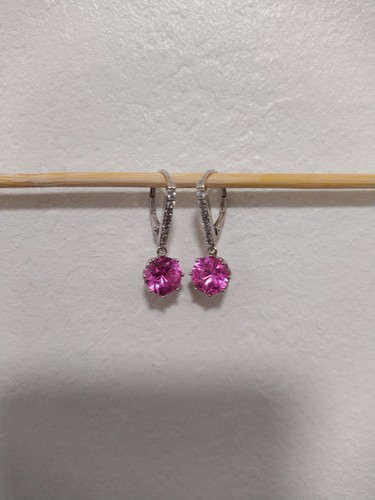 Diamonique earrings pink - earrings,