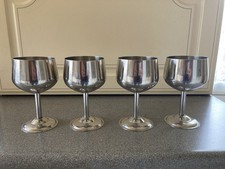 Four Stainless Steel Goblets approx. 7  fl oz.  Used good condition…