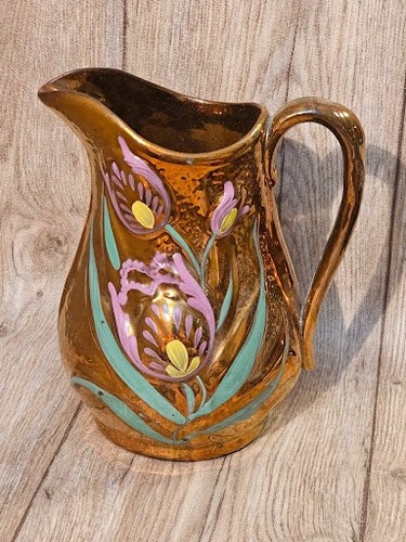 Vintage copper lustre jug - lustre,