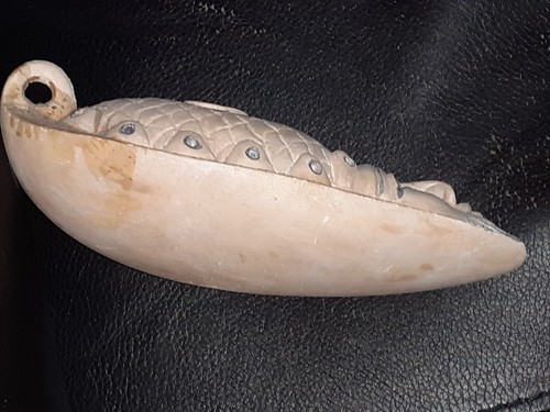 Egyptian oil lamp carved stone - carved,