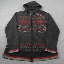 Billabong Mens Jumper Medium Brown Cardigan Full Zip Hooded Wool Blend Adult