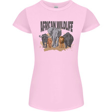 African Wildlife Elephant Lion Rhino Safari Womens Petite Cut T-Shirt